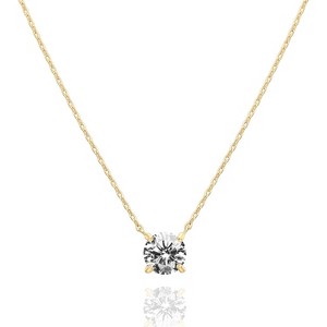 Summit Adventure 14K Gold Plated Crystal Solitaire 1.5 Carat (7.3mm) Cubic Zirconia Dainty Choker Necklace | Gold Necklaces for Women - 1 of 4