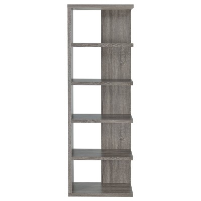 Transitional Weathered Gray 5-Tier Wood Bookcase