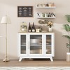 Buffet Cabinet with Storage, 36" Sideboard Cabinet with Fluted Glass Door, Retro Coffee Bar Station with Adjustable Shelf, Natural - 3 of 4