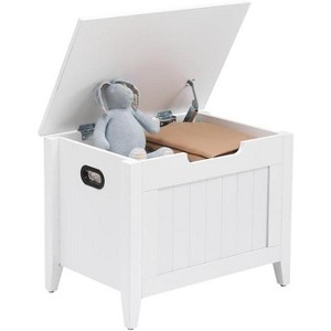 Storage Bench with Cushion, 23.6" Wooden Chest Storage Box, Flip-Top Entryway Bench with 2 Safety Hinges, Large Trunk Organizer for Living Room - 1 of 4