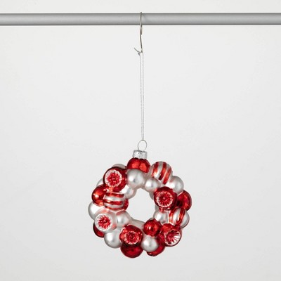 5"H Sullivans Christmas Mini Ball Wreath Ornament  Red-White