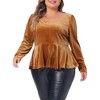 Agnes Orinda Women's Plus Size Velvet Formal Outfits Elegant Peplum Blouses - 2 of 4