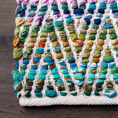 Handmade Easy Care Tufted Green Cotton Blend Area Rug