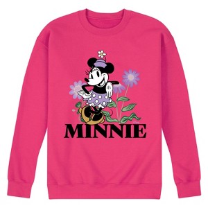 Men's - Disney - Vintage Minnie Mouse Flowers Graphic Fleece Sweatshirt - 1 of 4