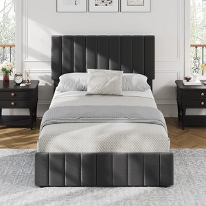 Bed Frame with 4 Storage Drawers, Adjustable Height Headboard, No Box Spring Needed - 1 of 4