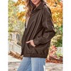 Women's Oversized Leather Jacket Casual Long Sleeve Zip Up Coat Jacket with Side Pockets - 4 of 4