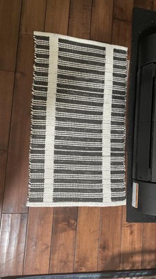 20x32 Spacedye Striped Bath Rug Gray/White - Threshold™