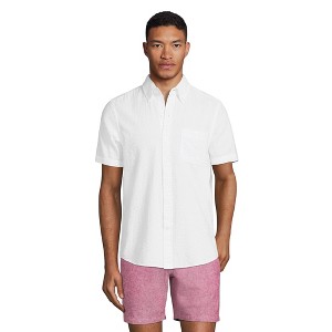 Lands' End Men's Short Sleeve Seersucker Shirt - 1 of 4