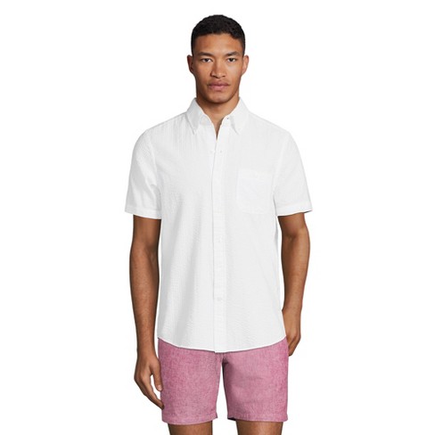 Lands' End Men's Traditional Fit Short Sleeve Seersucker Shirt - 2X Large -  White