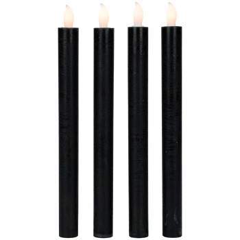 Northlight Set of 4 Solid Black LED Flickering Flameless Halloween Taper Candles 9.5"