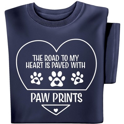 Collections Etc The Road To My Heart Is Paved With Paw Prints Short Sleeve Graphic Tee
