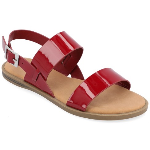 Journee Collection Womens Lavine Multi Strap Flat Sandals, 10 Red : Target