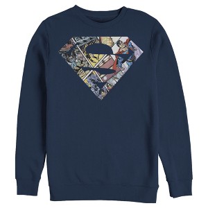 Men's Superman Comic Panel Shield Logo Sweatshirt - 1 of 3