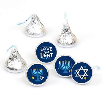 Big Dot of Happiness Hanukkah Menorah - Chanukah Holiday Party Round Candy Sticker Favors - Labels Fits Chocolate Candy (1 sheet of 108)