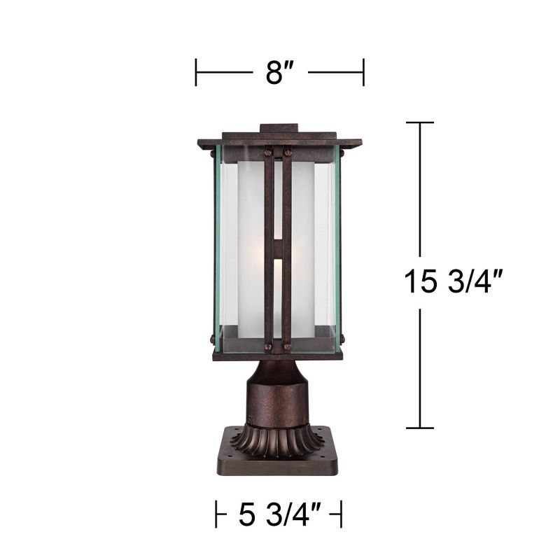 Franklin Iron Works Rustic Industrial Outdoor Post Light with Pier Mount Bronze Metal 15 3/4" Clear Frosted Glass for Exterior Deck House Porch Yard, 5 of 6