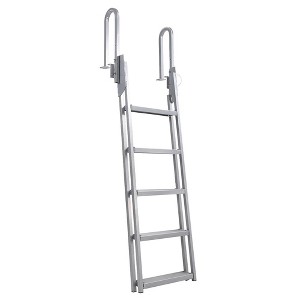5-Step Flip Up Dock Ladder Marine Pontoon Boat Ladder 350 lbs Capacity Non-slip - 1 of 4