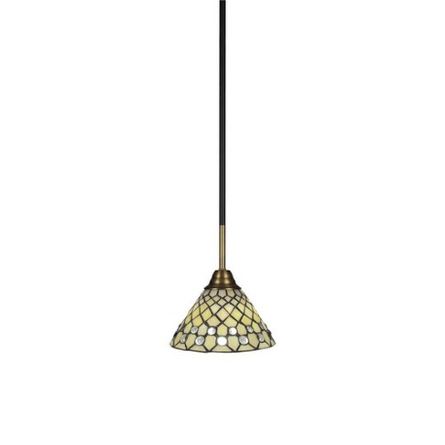 Toltec Lighting Paramount 1 - Light Pendant in  Matte Black/Brass with 7" Starlight Art Glass Shade - image 1 of 1