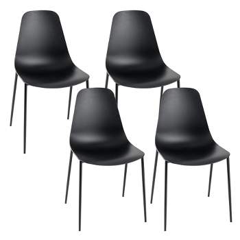Costway Armless Dining Chair Set of 4 Home Heavy-duty Metal Leg Leisure Chair Black/White