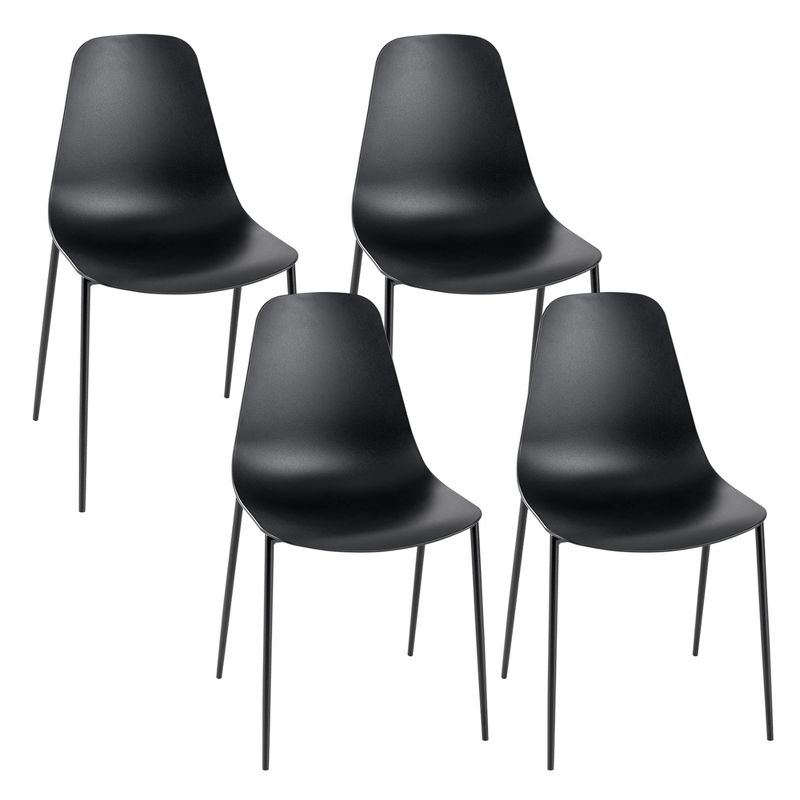 Costway Armless Dining Chair Set of 4 Home Heavy-duty Metal Leg Leisure Chair Black/White, 1 of 10