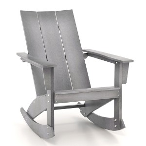 Costway Patio Adirondack Rocking Chair All Weather HDPE Porch Rocker 330lbs Grey Outdoor - 1 of 4