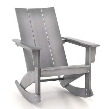 Costway Patio Adirondack Rocking Chair All Weather HDPE Porch Rocker 330lbs Grey Outdoor