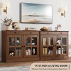 35.4 in Sideboard Buffet Cabinets with Glass Door, Buffet Cabinet with Storage, White&Brown Sideboard Cabinet with Drawer, Modern Buffets & Sideboards - 2 of 4