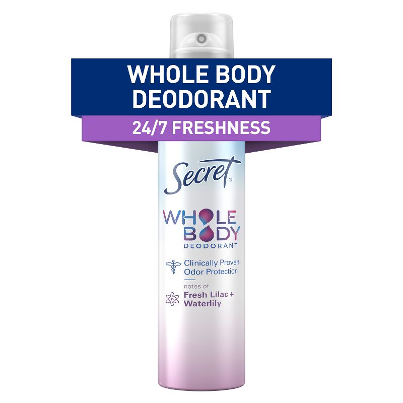 Secret Whole Body Aluminum Free Deodorant Spray - Lilac &#38; Waterlily - 3.5oz, 1 of 15