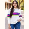 White Colorful Striped Accent Long Sleeve T Shirt - 2 of 2