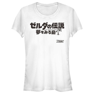 Juniors Womens Nintendo Legend of Zelda Link's Awakening Japanese Character Logo T-Shirt - 1 of 3