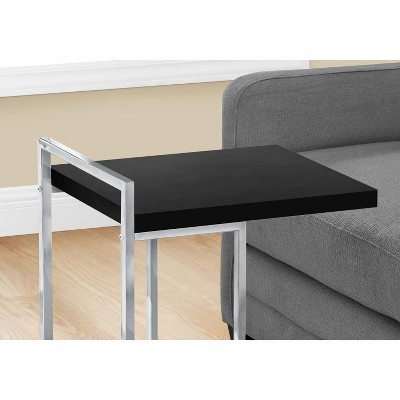 Contemporary Black Chrome C-Shaped Side Table with Generous Surface