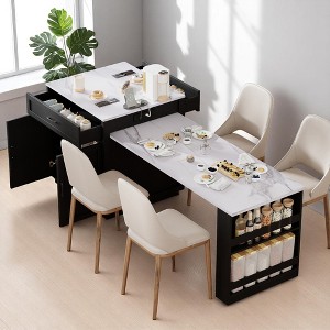 Mshliw 82.7" Kitchen Island with Extendable Dining Table, Storage Drawers & Shelves, Two-Tone Modern Farmhouse Cabinet for 4–6 Person Dining Room - 1 of 4