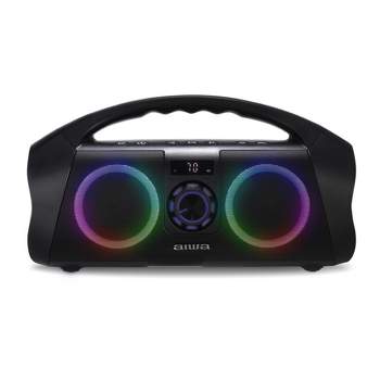 Aiwa Portable Bluetooth Boombox Speaker IPX7 Waterproof with Multi Color LED Lighting and Digital Display
