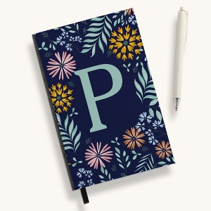 Personalization Mall Flowery Initial Personalized Journal Mint/Navy - 1 of 1