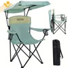 UBSSO Folding Camping Chair With Reinforced Shade Canopy Comfortable Wide Seat With Cup Holder And Side Pocket Portable Outdoor Chair - 2 of 4