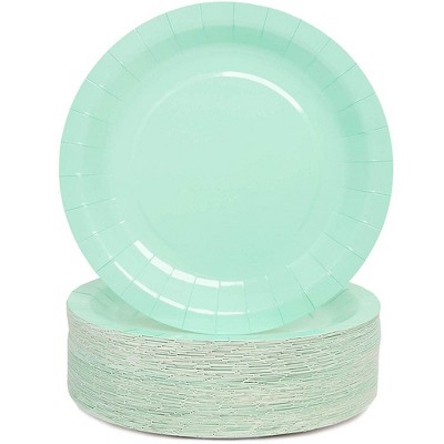 mint green plastic plates