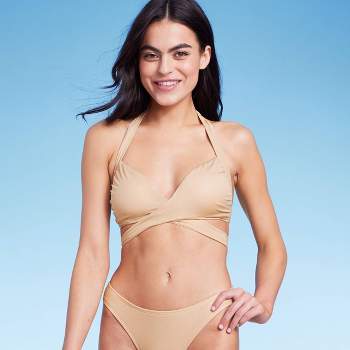 Women's Longline Wrap Front Bralette Bikini Top - Wild Fable™ Gold