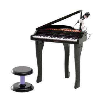 Qaba 37-Key Kids Piano Toy Keyboard Piano Musical Electronic Instrument Grand Piano with Microphone, Biuld-in MP3 Songs and Stool for 3-9 Years