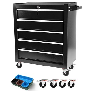 Tool Cart With 7 Organizer Tray Divider Set & Wheels, Large Rolling Tool Box Organizer For Garage, Workshop, Home Crafts - 1 of 4