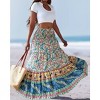 Womens Boho Skirt High Waisted Stretch Waist Off Shoulder Midi Skirt Summer Casual for Vacation or Daily Wear - 2 of 4