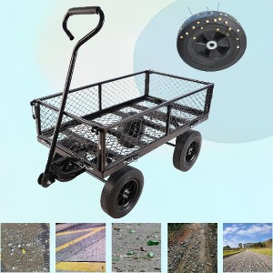Lyngins Multi-Functional Solid-Tire Garden Cart, Spacious Bed Wagon Cart for Gardening, Farming & Home Use, No-Inflation Hassle Utility Cart - 1 of 4