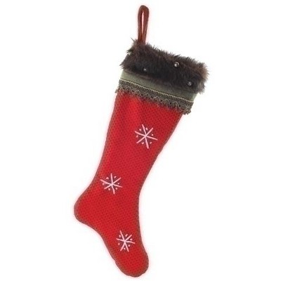 Roman 26" Red and Gray Contemporary Snowflake Christmas Stocking