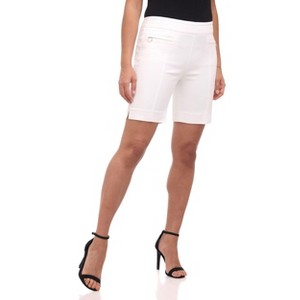 Rekucci Women's Comfort Fit Slim Bermuda Shorts with Zipper Pockets – Pull-On Mid-Rise Style - 1 of 3