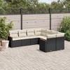 vidaXL 8 Piece Patio Sofa Set with Cushions Black Poly Rattan - Black and Cream - 2 of 4