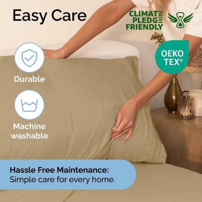 Beige Full Size Ultra Soft Microfiber 4 Piece Bed Sheet Set