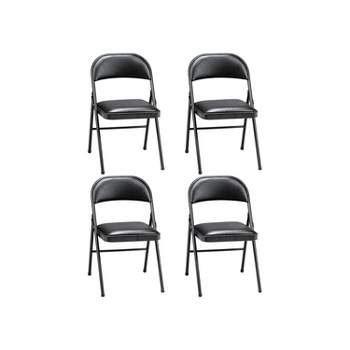 MECO 037.49.804 4-Pack of Sudden Comfort Deluxe Vinyl Padded Folding Dinning Poker Table Chairs with 16 x 16 Inch Seat and Non Marring Leg Caps, Black