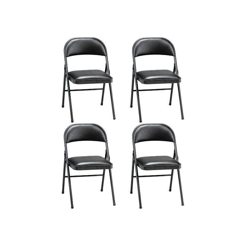 MECO 037.49.804 4-Pack of Sudden Comfort Deluxe Vinyl Padded Folding Dinning Poker Table Chairs with 16 x 16 Inch Seat and Non Marring Leg Caps, Black, 1 of 3