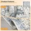 Washable Area Rug Vintage Distressed Rug,Thin Floor Carpet, Foldable Stain Resistant Rug, Faux Wool Rug for Kitchen, Bedroom, Living Room - 2 of 4