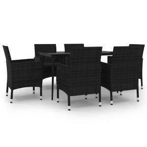 vidaXL Garden Dining Set Black PE rattan, steel, glass Medium Seats Many - 1 of 4