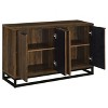 Oak Sideboard with 2 Shelves and 4 Doors Modern Indoor Storage Cabinet in Engineered Wood Metal Frame for Living Room Dining Buffet Kitchen - 2 of 4