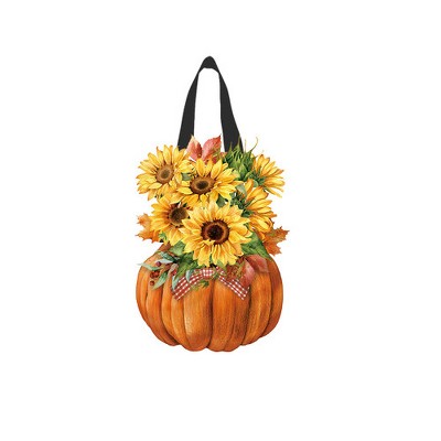 Briarwood Lane Fall Door Hanger 19x13 Sunflowers in Pumpkin For Fall Door Hanger